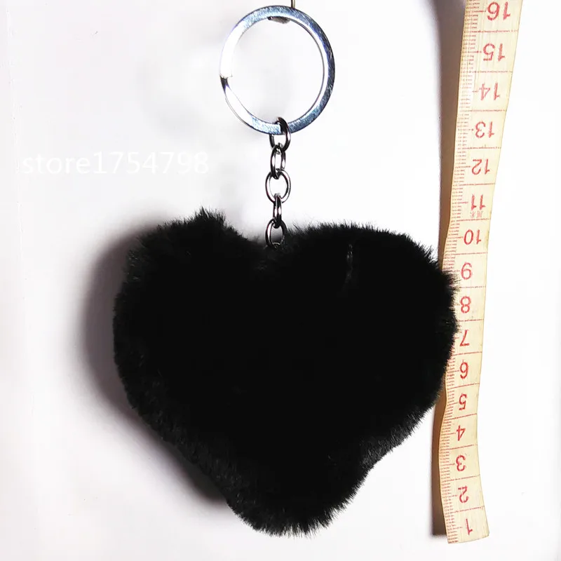 Брелок для ключей яркий брелок с подвеской из искусственного меха в форме сердца