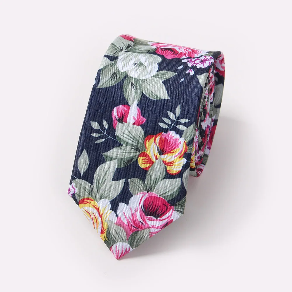 

Cotton printed men 6cm flowers leisure fashion narrow tie Men and women universal fashion flowers gift tie