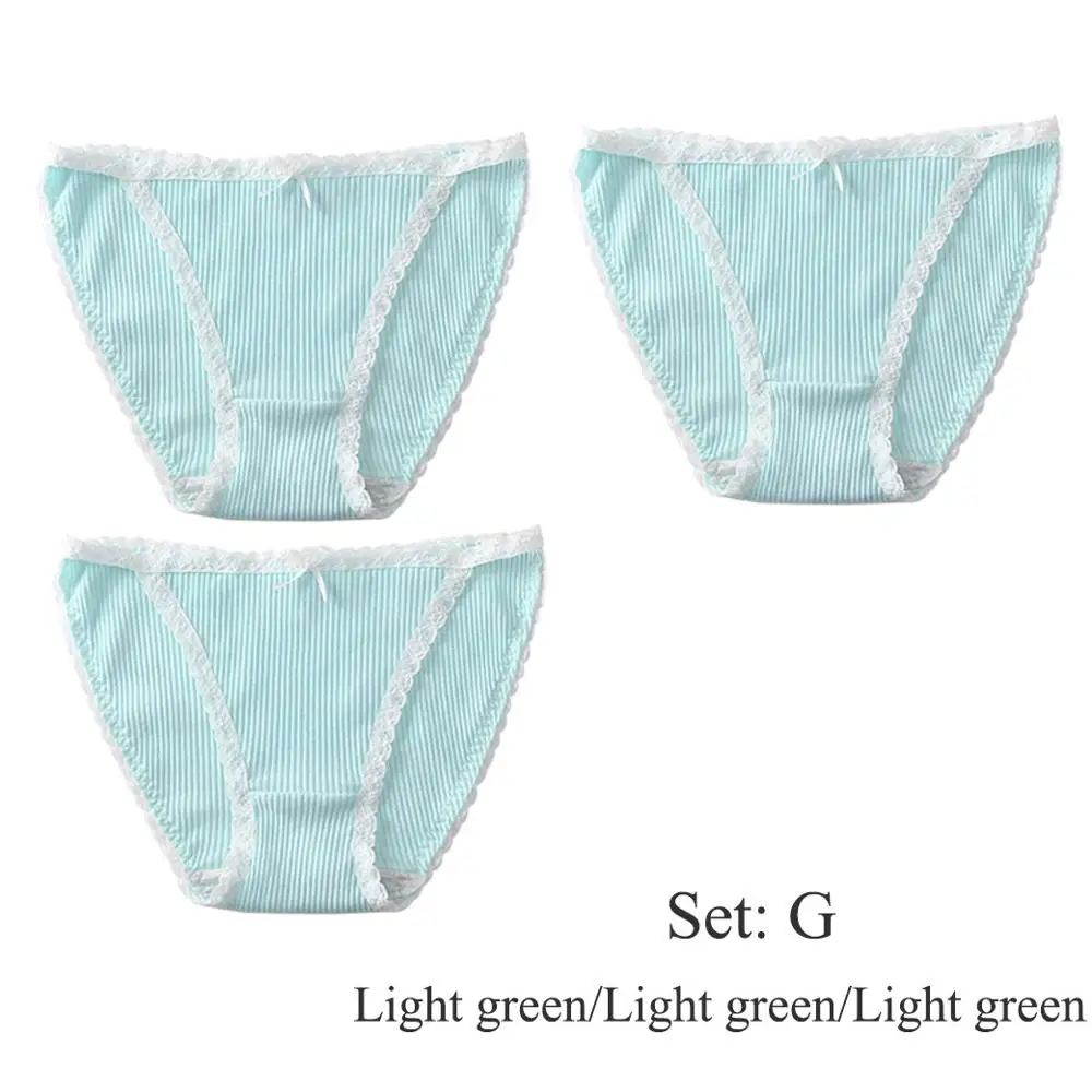 set G 3 pieces BllooBeell, 3 шт., хлопковое нижнее белье для женщин, сексуальные кружевные трусики для девочек, бесшовные трусы, низкая посадка, одноцветные женские трусы, нижнее белье, M/L/XL - Цвет: set G 3 pieces