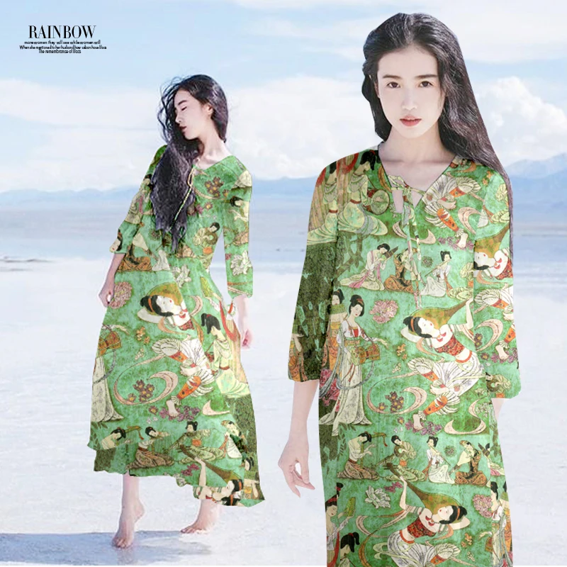 Новинка 2016 цифровая струйная шелковая и льняная смешанная ткань крутая летняя