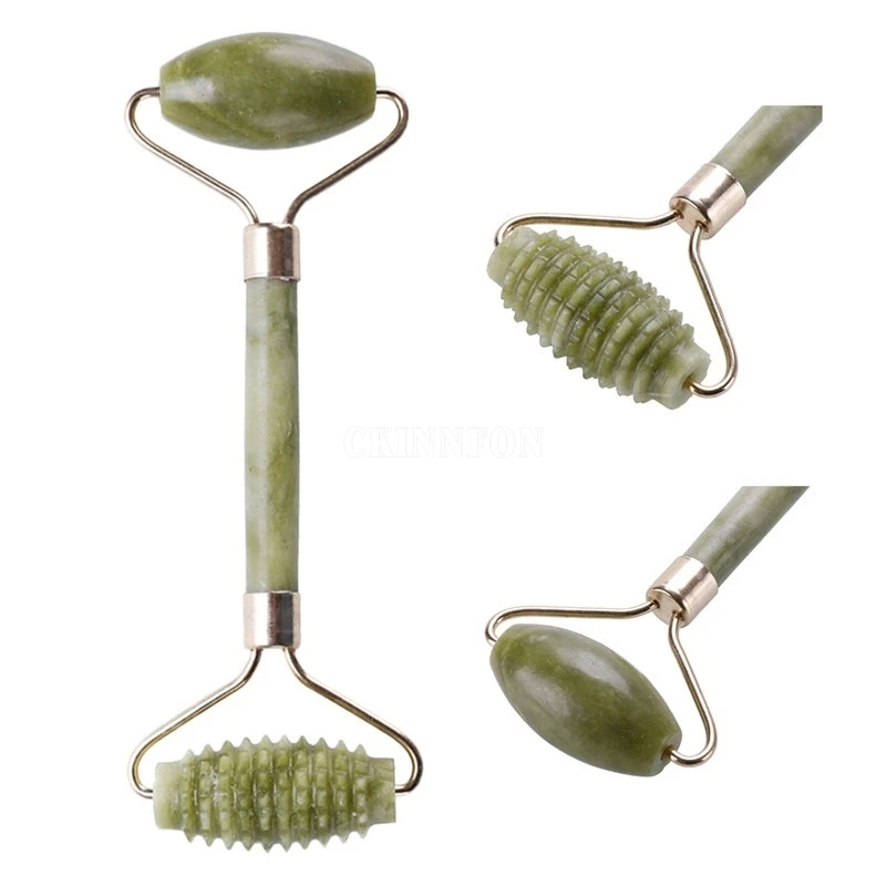 DHL 100PCS Hot selling Natural Double Head Facial Beauty Massage Tool Jade Roller Face Thin Massager Parts | Инструменты