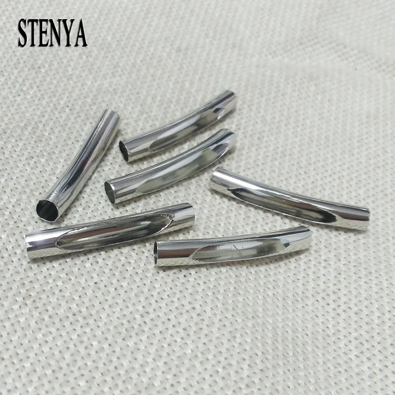 Родием трубки Бусины Spacer браслет изогнутой трубы Луна onnector ожерелье концы