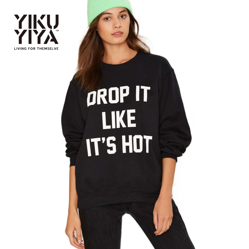 YIKUYIYA 2017 Apparel Для женщин толстовка Повседневное с принтом букв женские Толстовки