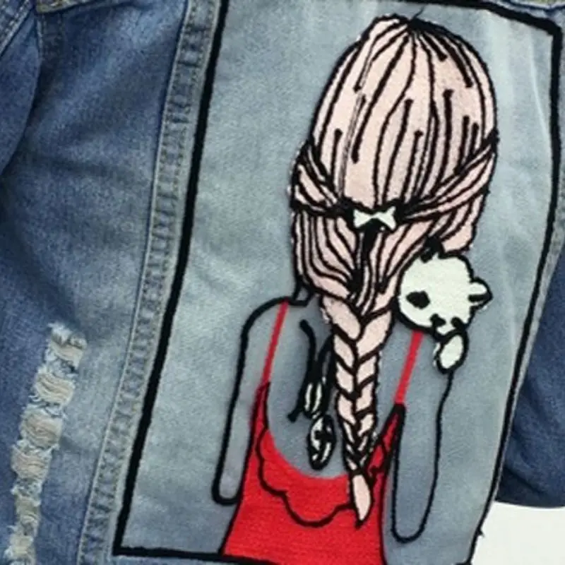 Женские винтажные рваные короткие куртки однобортные осенние модные джинсовые