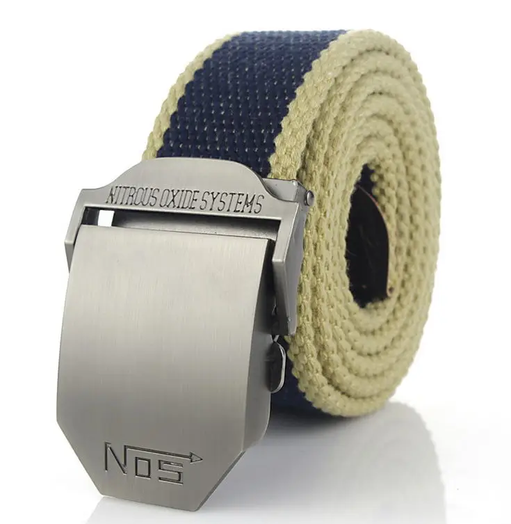 Blue beige edge SupSindy мужской и женский ремень из парусины, роскошный военный ремень с пряжкой из сплава, армейские тактические ремни для мужских джинсов, высококачественный мужской ремень черного цвета - Цвет: Blue beige edge