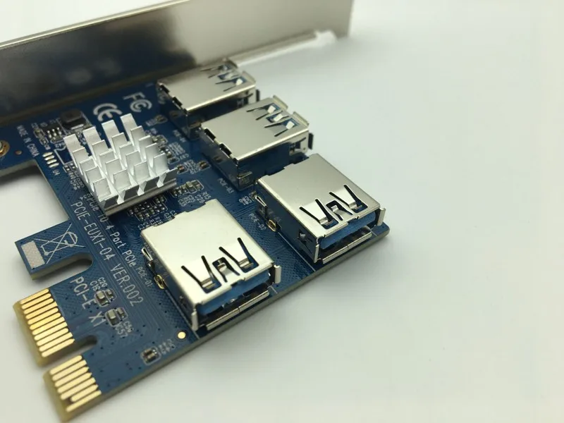 4 слота PCI E 1 до Express 16X слот внешний PCIE Riser Card адаптер USB 3 0 конвертер для BTC шахтер