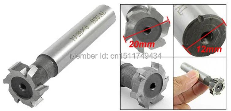 Т-образный режущий резец с прямым хвостовиком диаметр 25/32 дюйма 6 канавками |