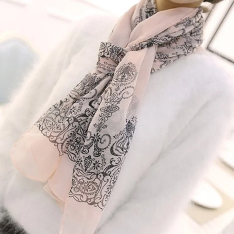 Женский шарф-шаль Тонкая шелковая нить синего и белого цвета 2019 |