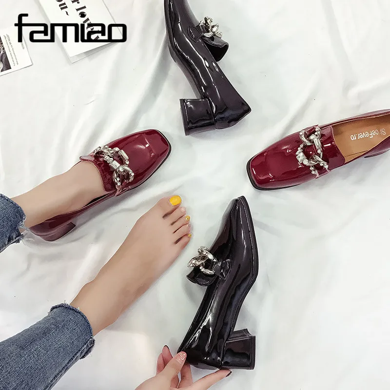 2018 Европа и Америка все матч лук женская обувь на толстом каблуке высоком