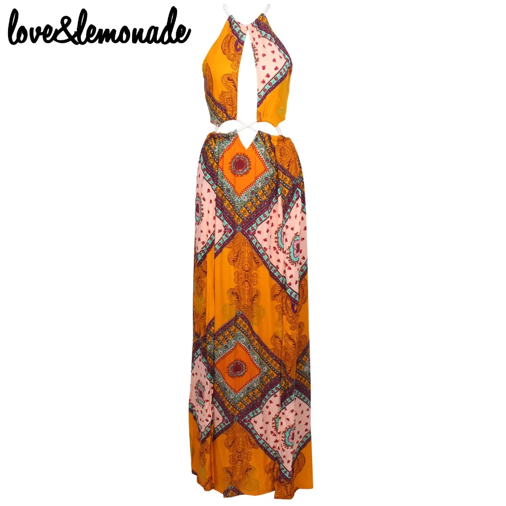 Love & Lemonade богемное длинное платье с вырезом и геометрическими фигурами 9325|cut out|love