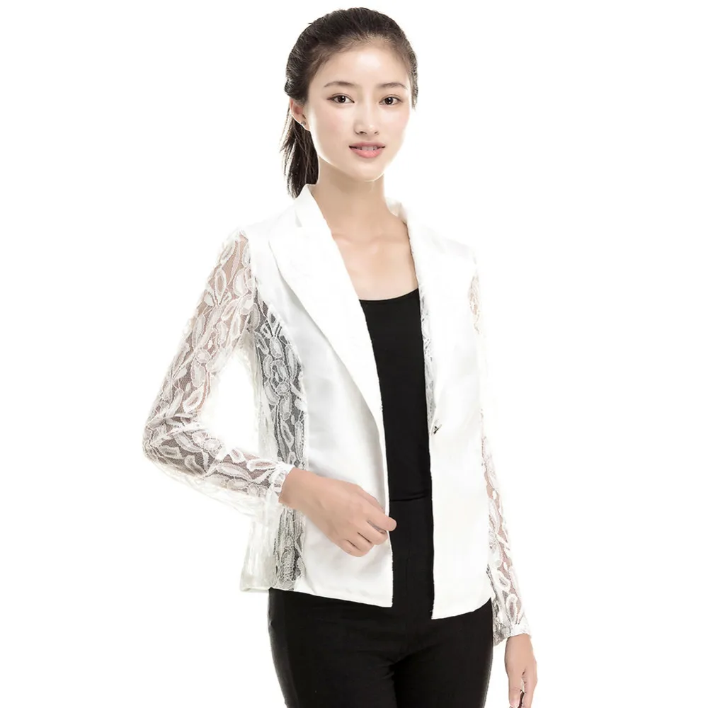 Осенняя Женская куртка пальто сексуальный женский длинный рукав кружева