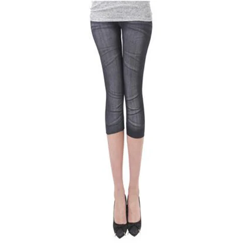 Style 3 Black Хит сезона лето-весна, женские повседневные бесшовные леггинсы с имитацией ковбоя, Стрейчевые обтягивающие укороченные Леггинсы до середины икры, укороченные штаны - Цвет: Style 3 Black