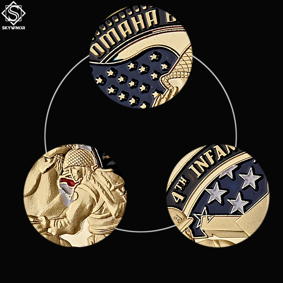 1944 6 дюймов пехотный Плющ Div армия США вызов монеты золотые Юта D день