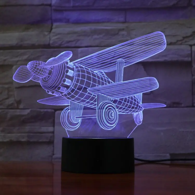 Самолет 3D лампа 7 цветов изменить сенсорный переключатель небольшой ночной