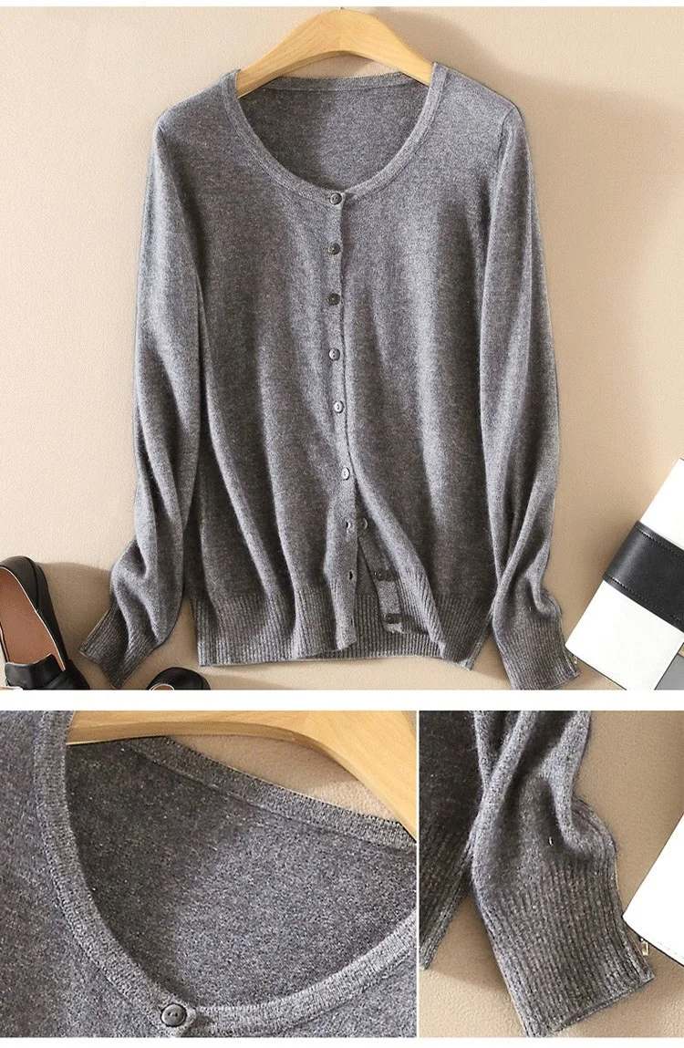 Knitted Cardigan Women Cashmere Wool Female Cardigans Short Black Cardigan Plus Size Cardigans Big Size Women Tops Spring