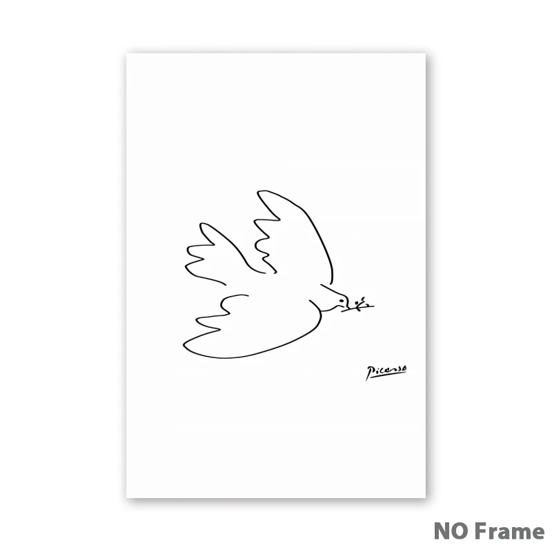 1 Пикассо Peace Dove абстрактная черно-белая линия художественная живопись холст печать плакат Картина Настенная гостиная домашний декор - Цвет: 1