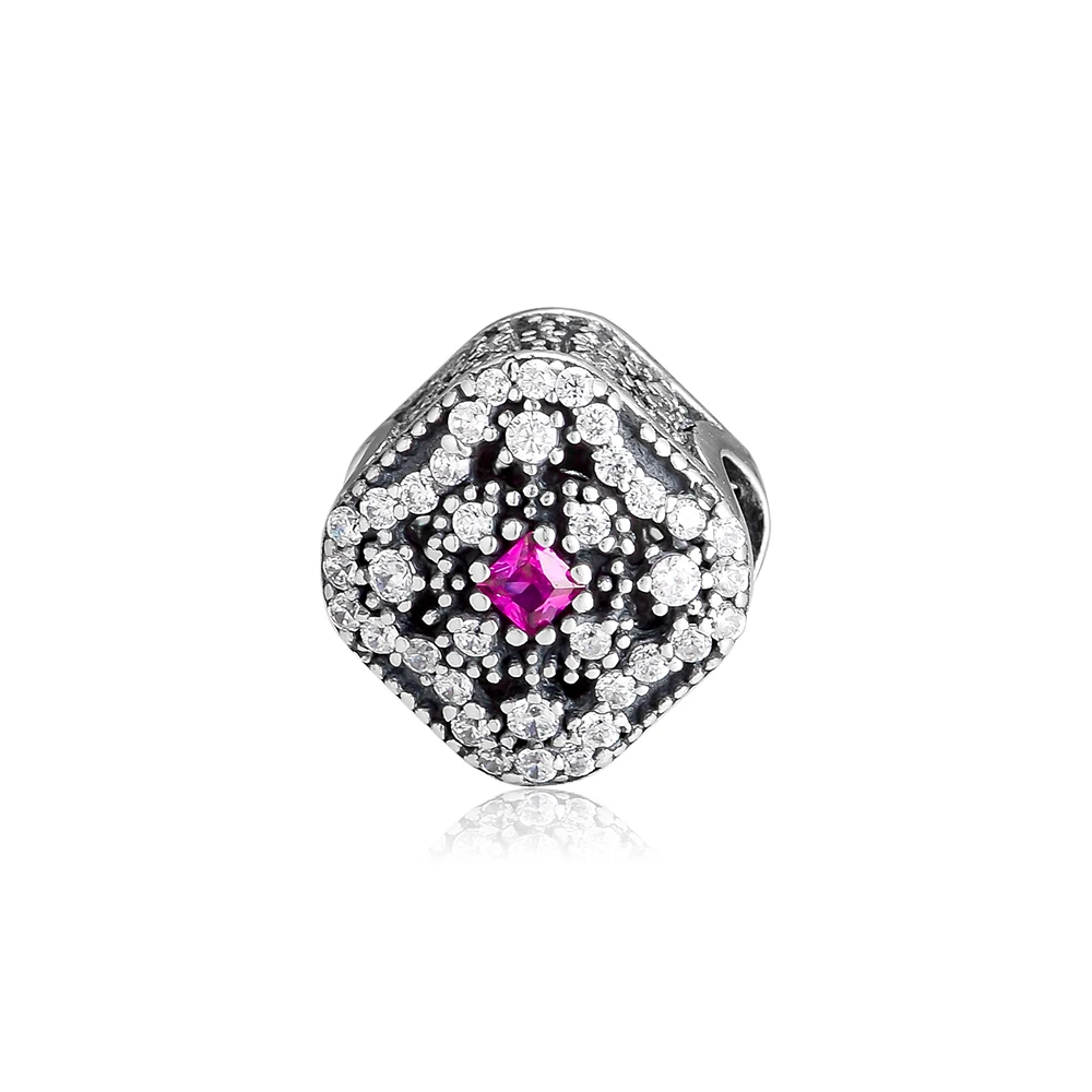 CKK 925 Стерлинговое Серебро сказочное сокровище Cerise Crystal Fashion Charms Beads подходит для