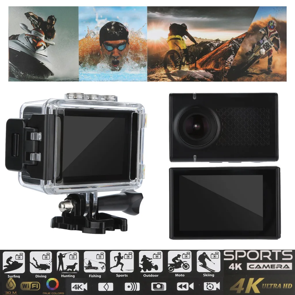 Водонепроницаемая камера 2,35 дюйма HD 4 K lcd экран HD экшн Спортивная камера DV DVR камера видеокамера водостойкая Высокая Qaulity 1 P L0604# D