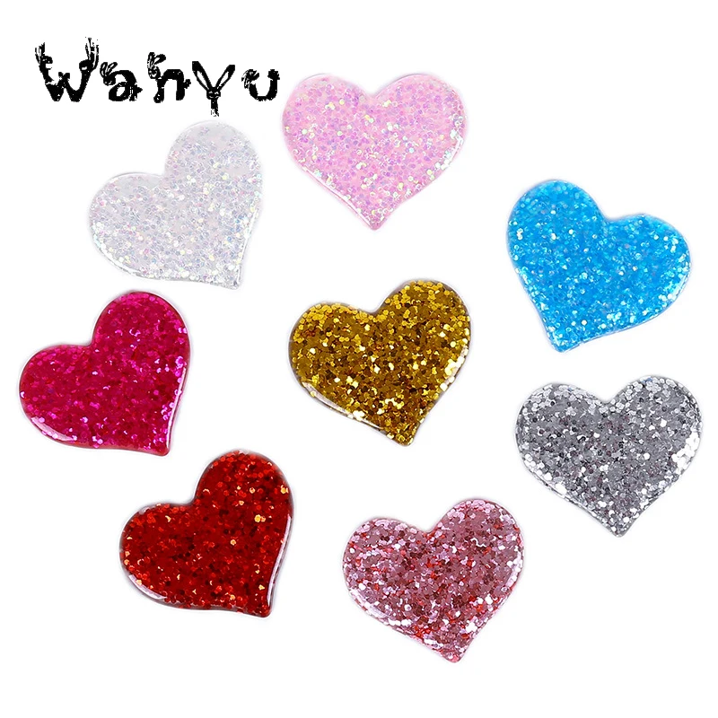 40pcs Sequins heart Padded Patches Appliques For handmade accessories diy hair bow craft | Дом и сад