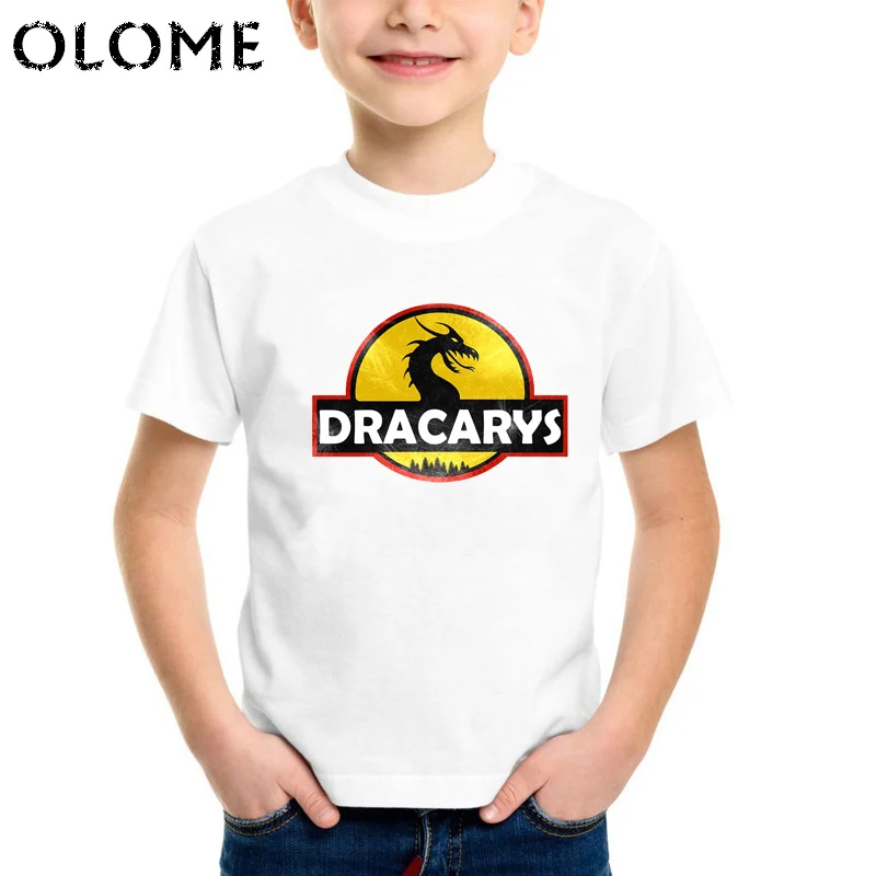 Футболка для маленьких мальчиков с принтом из мультфильма Dracarys Park летняя детская