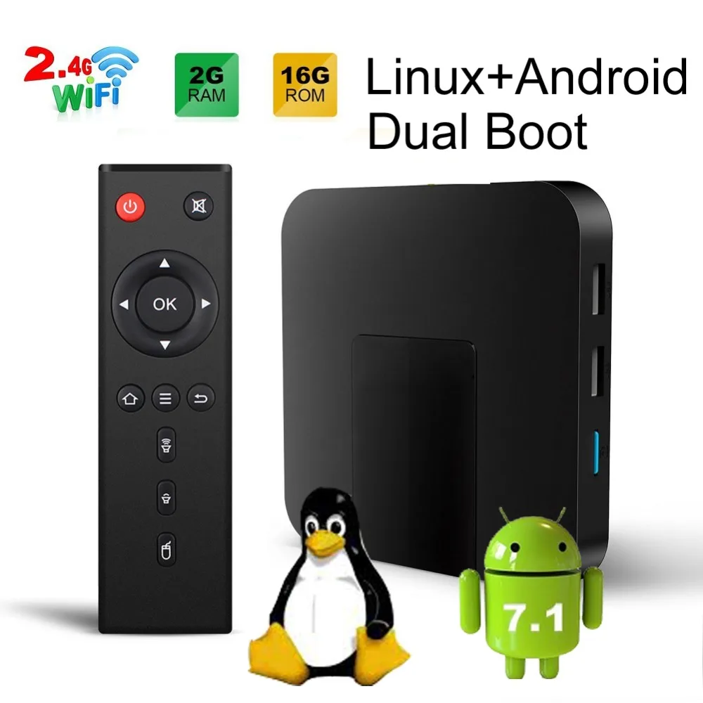 ACEMAX Dual OS Android 7 1 и Linux свободно. 2 4 OpenElec KD Krypton Amlogic S905W четырехъядерный гб озу 16 пзу G