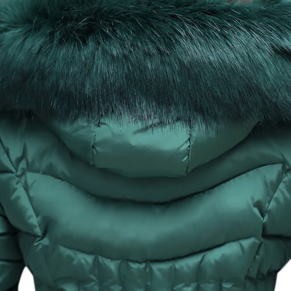Куртки Ostrich, женские зимние теплые, повседневные, с подкладкой, одноцветные, с мехом, на молнии, с карманами, толстая куртка, длинное пальто, Jaqueta Feminina E0740