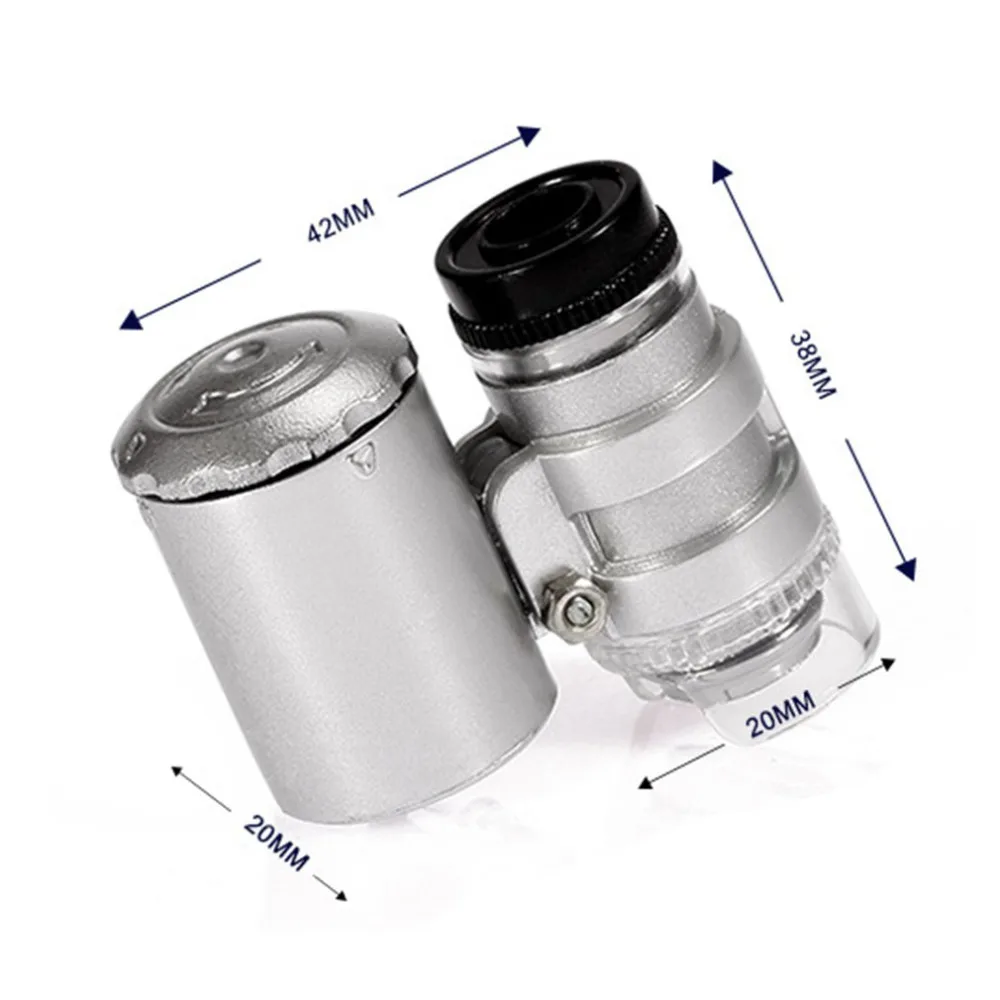 Portable Handheld 60x Pocket Microscope Loupe Jeweler Magnifier With LED Light Free Rotation Adjustable Focus | Инструменты