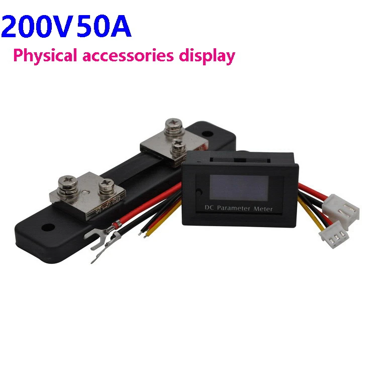 GWUNW BY62 DC 0-200V 4 bit Напряжение Ток емкость мощность Temp wh метр OLED Многофункциональный DC Электрический тестер параметров - Цвет: 200V50A out shunt