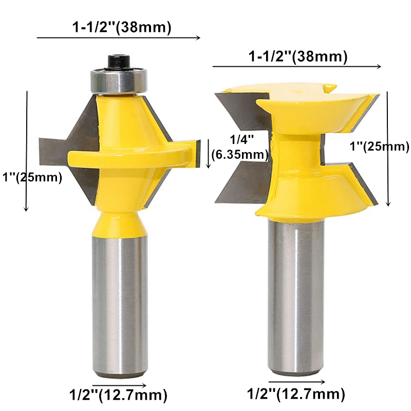 RCT 2шт 120 Градусов Замковый Пазовый Фрезерный Бит Набор 1/2'' Хвостовик Фрезерные резцы для деревянных фанерных ДСП Деревообрабатывающих инструментов на.