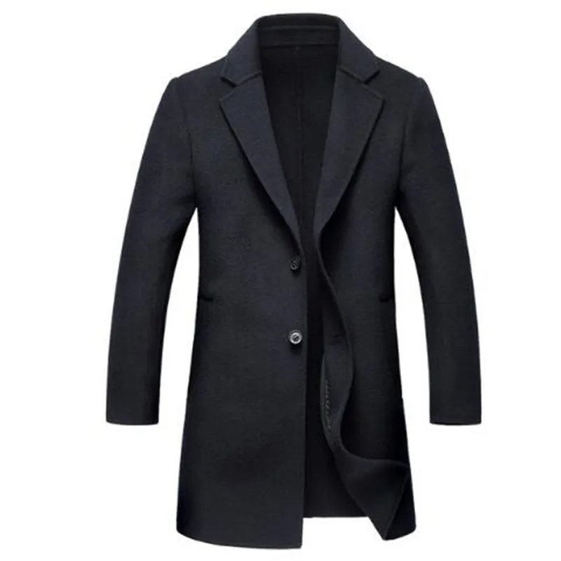 

New Brand Handmade Men Coat Wool Double-sided Cashmere Coat Winter Casual Solid Color Mens Wool Long Coats