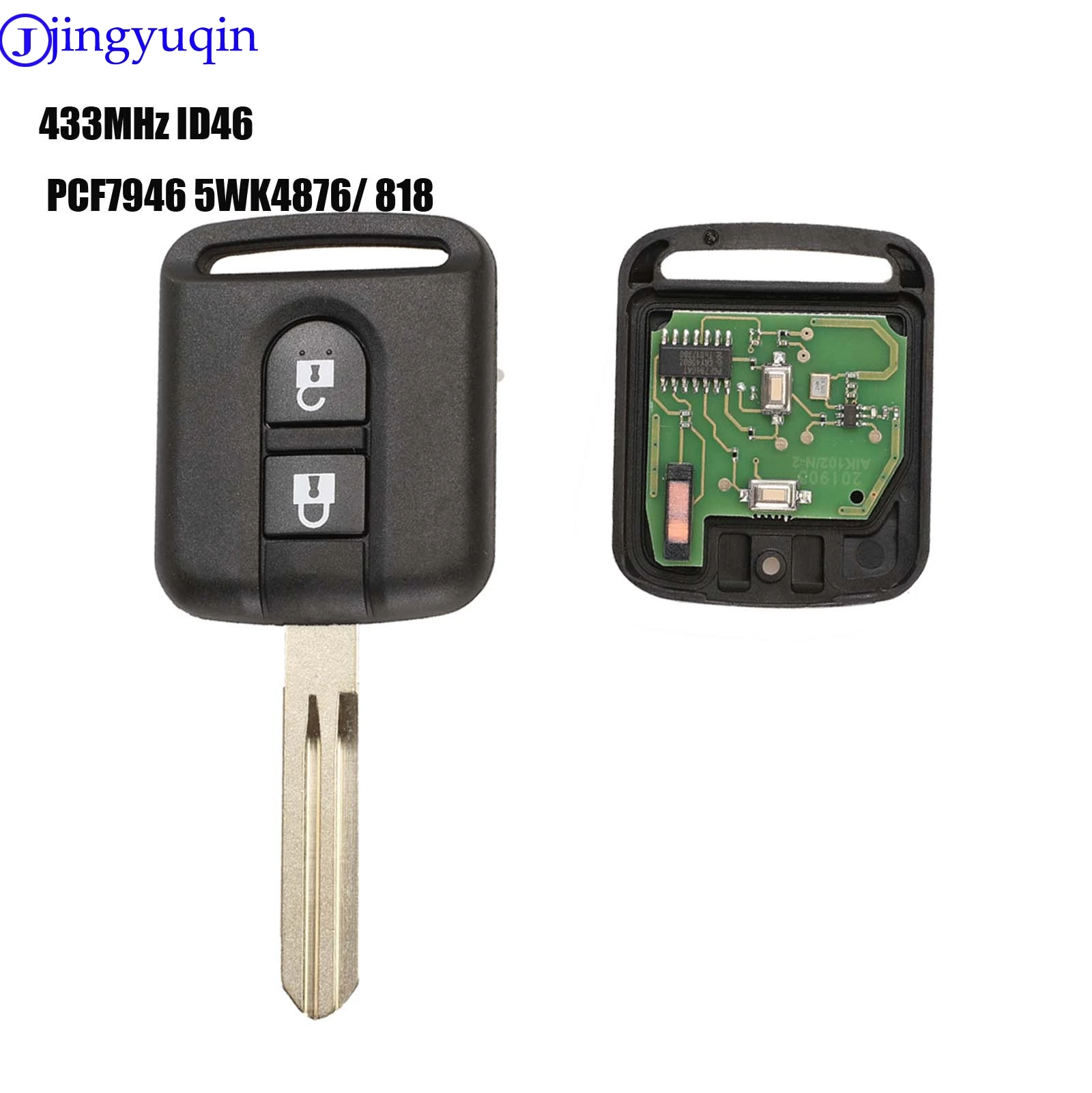 Jingyuqin 433 МГц ID46 PCF7946 чип дистанционный ключ брелок для Nissan Elgrand X-TRAIL Qashqai Navara Micra Note