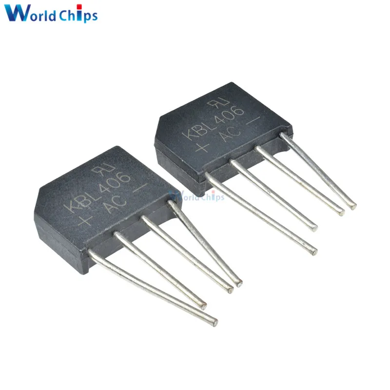 10 шт. KBL406 600 в SIP 4 4A диодный мост выпрямитель Однофазный новое