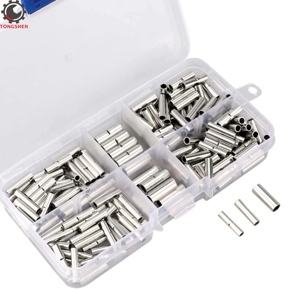 Купи 220pcs Non-Insulated Butt Splice Crimp Connectors Terminal Uninsulated Electrical Wire Ferrule Cable Crimp Terminal Sleeve за 899 рублей в магазине AliExpress