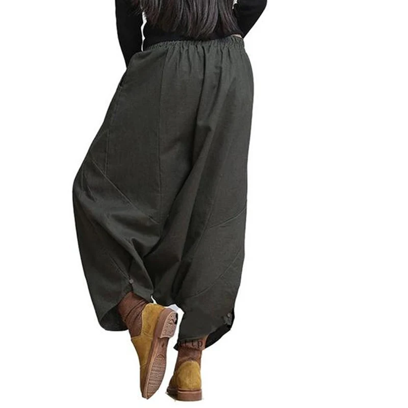 Женские эластичные штаны шаровары со средней талией повседневные женские