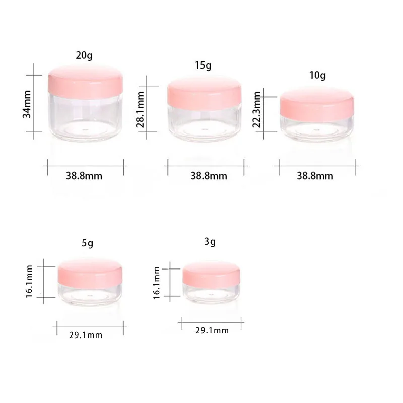 20 шт 2g/3g/5g/10g/15g/20g пластиковые прозрачные косметические банки контейнер белая крышка лосьон бутылки Флаконы крем образец горшки гелевые коробки