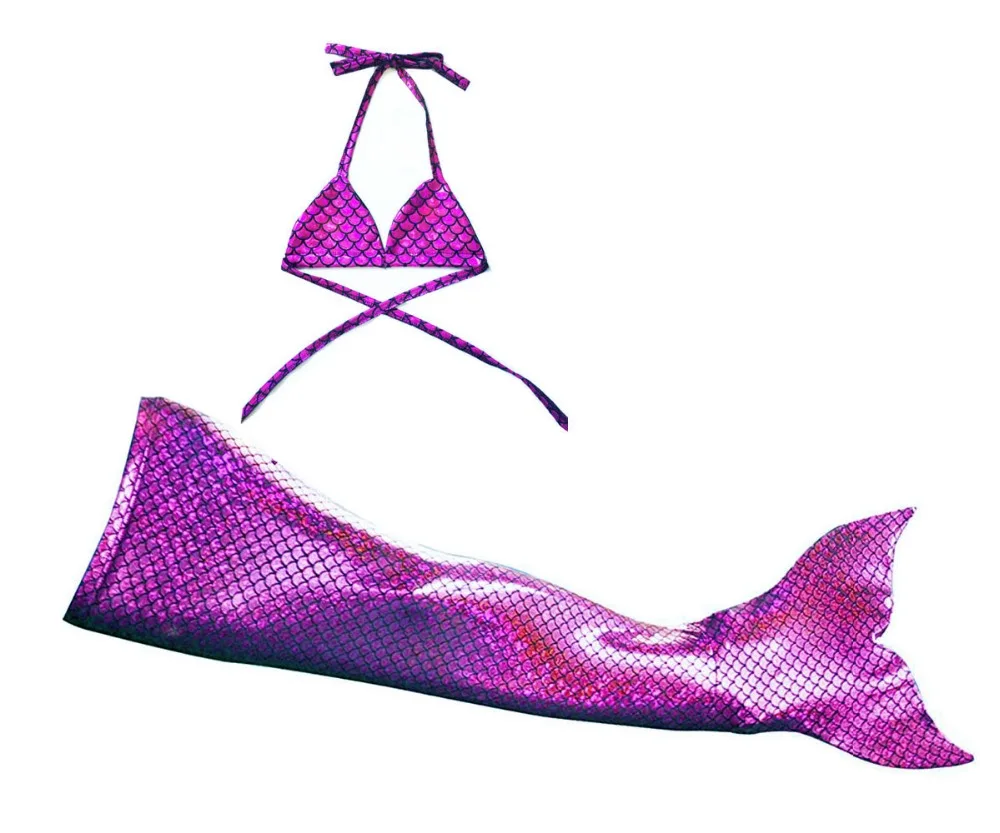 Платье для плавания с хвостом Русалочки + топ бикини моноласт девочек блестящее