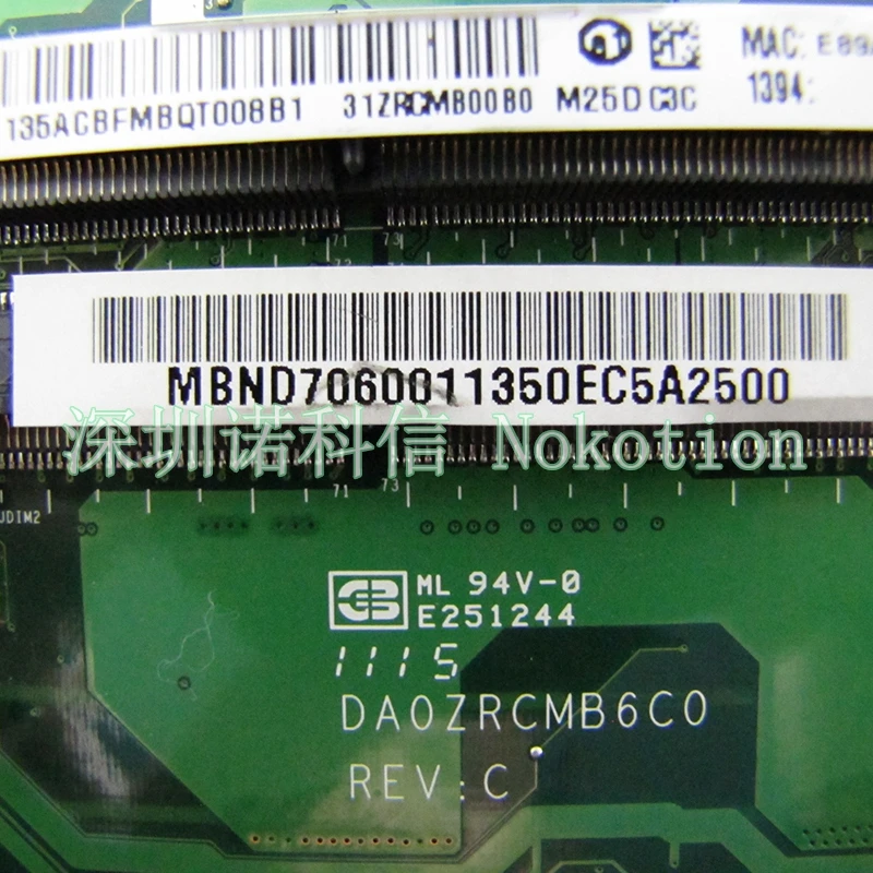 Материнская плата NOKOTION DA0ZRCMB6C0 MBND706001 MB.ND706.001 для ноутбука Acer eMachines E732 E732Z HD6370M HM55 DDR3