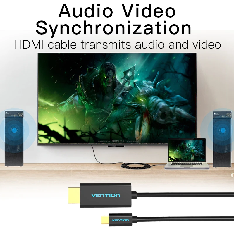 Кабель переходник Vention с Type C на HDMI кабель переключатель обоих концов концах для