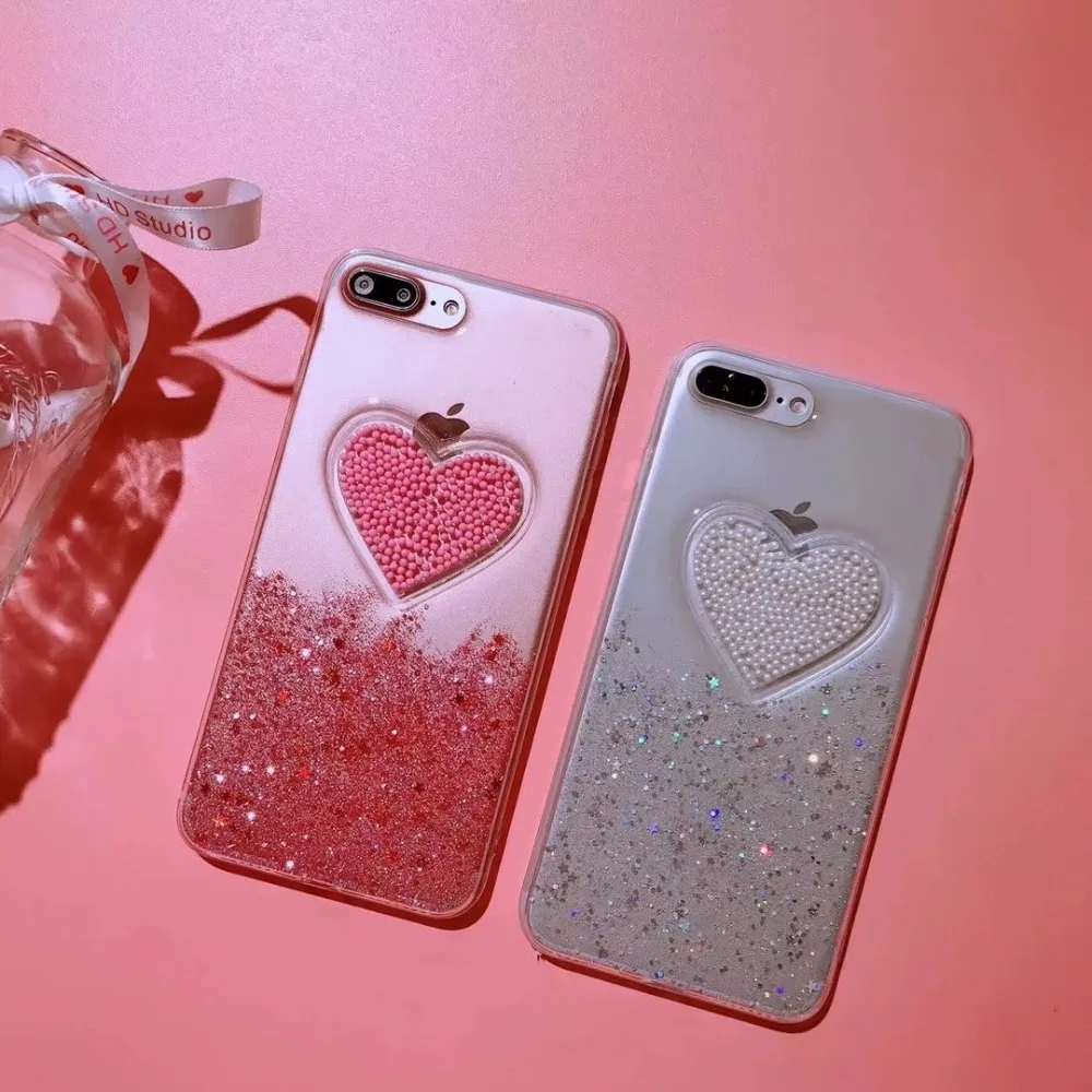 Чехлы для телефонов iPhone X Love Flow Beads прозрачный градиент фантазия чехол IPhone 7 6 6S 8 Plus