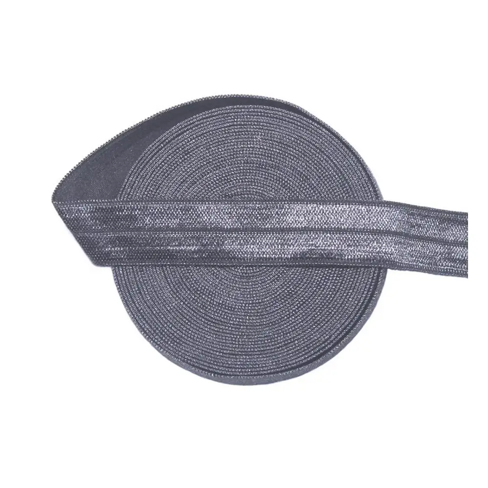 Charcoal Расческа 5 ярдов 5/8 дюйма 1,5 см, однотонная блестящая эластичная лента из спандекса и сатина для детей, повязка на голову, кружевная отделка, сделай сам, шитье - Цвет: Charcoal