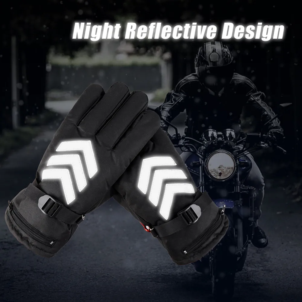 

Unisex Powered Electric Rechargeable Heated Bike Gloves Waterproof Insulated Night Reflective Back Touch Screen Heating Gloves