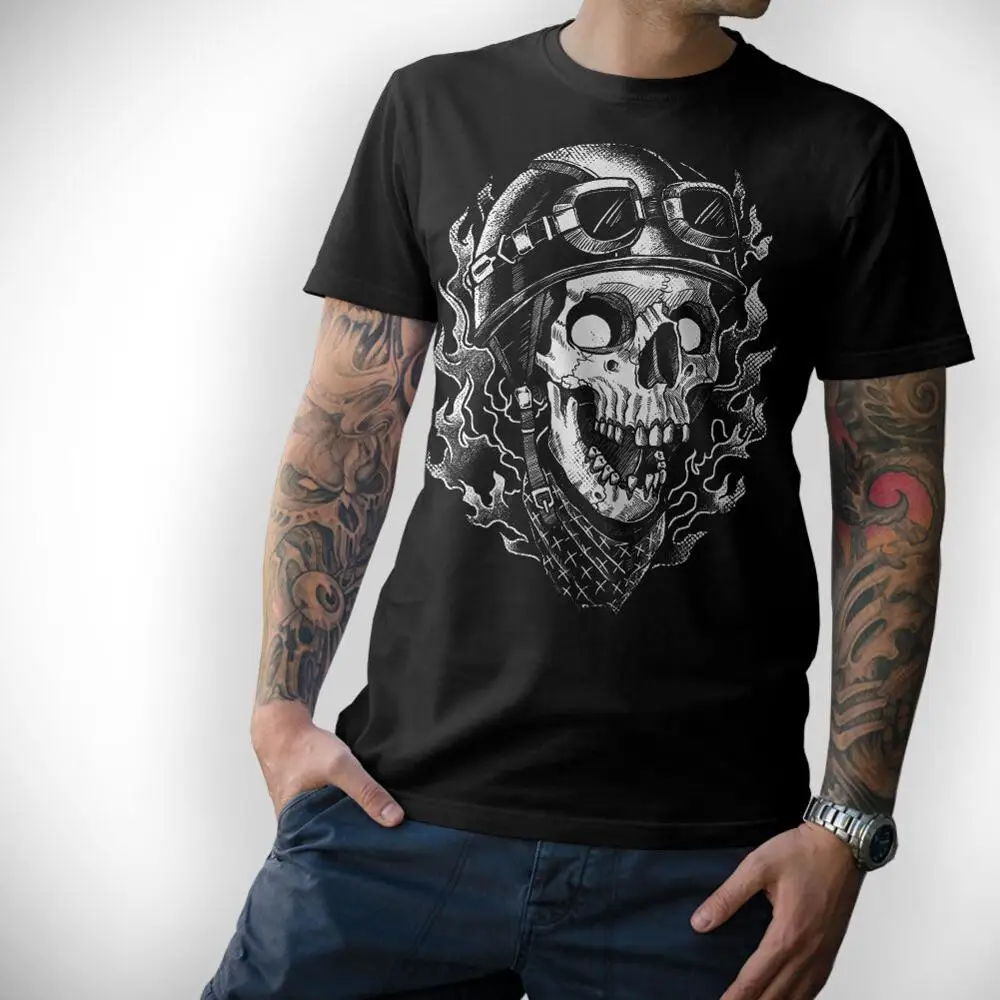 

Biker T-Shirt Skull Motorrad Schrauber Oldschool Mc Cotton Men Classical 2019 O Neck Streetwear Hip Hop Tops Movie Tee