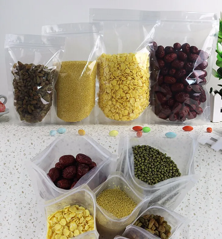 Стоьте вверх высокая прозрачность ZipLock мешки-Все ясные многоразовые пластиковые мешки застежка-молния уплотнение упаковки еды мешок хранения еды