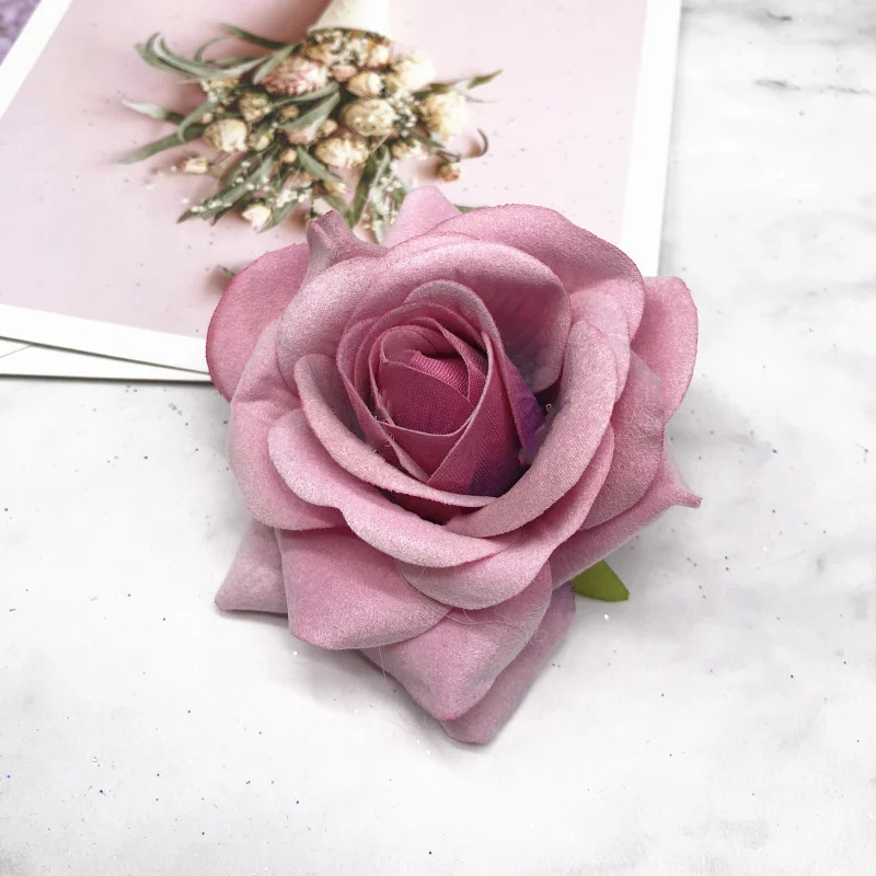purple HINDJEF 5 шт./искусственный шелк головка розы украшение дома/DIY свадебная одежда обувь шляпы коллаж Декоративные искусственные цветы - Цвет: purple