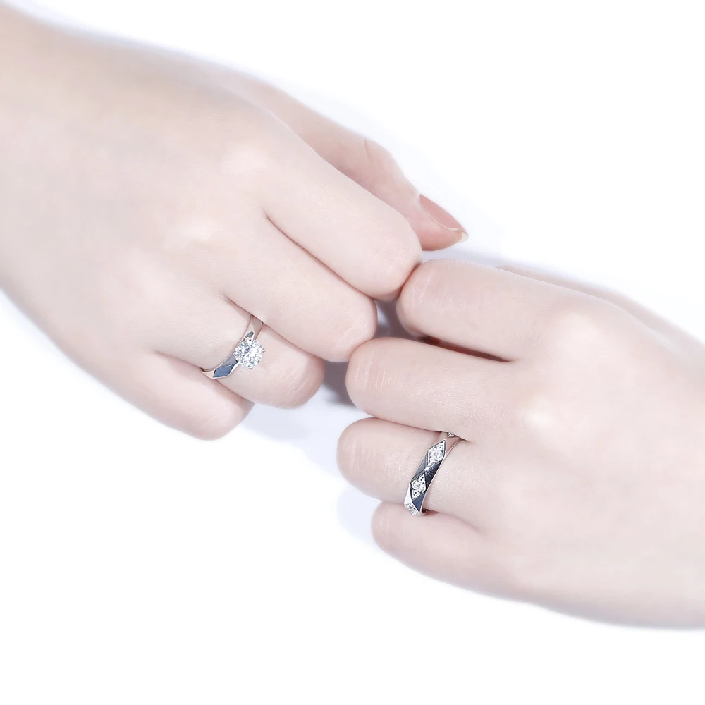 Кольцо-купон для влюбленных из белого золота 14 к 1 карат 6 5 мм F цвет Moissanite дамское