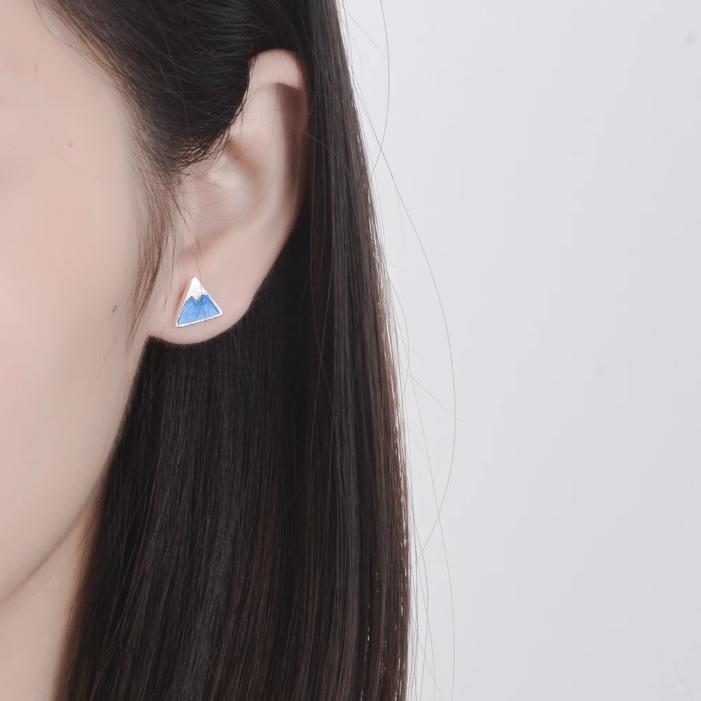 Женские серьги гвоздики из серебра 925 пробы с градиентом|Серьги-гвоздики| |