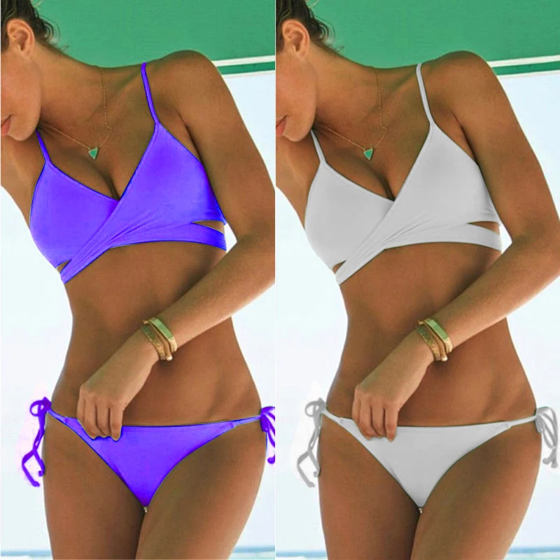 Womem Лидер продаж бикини с перекрещивающиися заязками набор сексуальный низкой