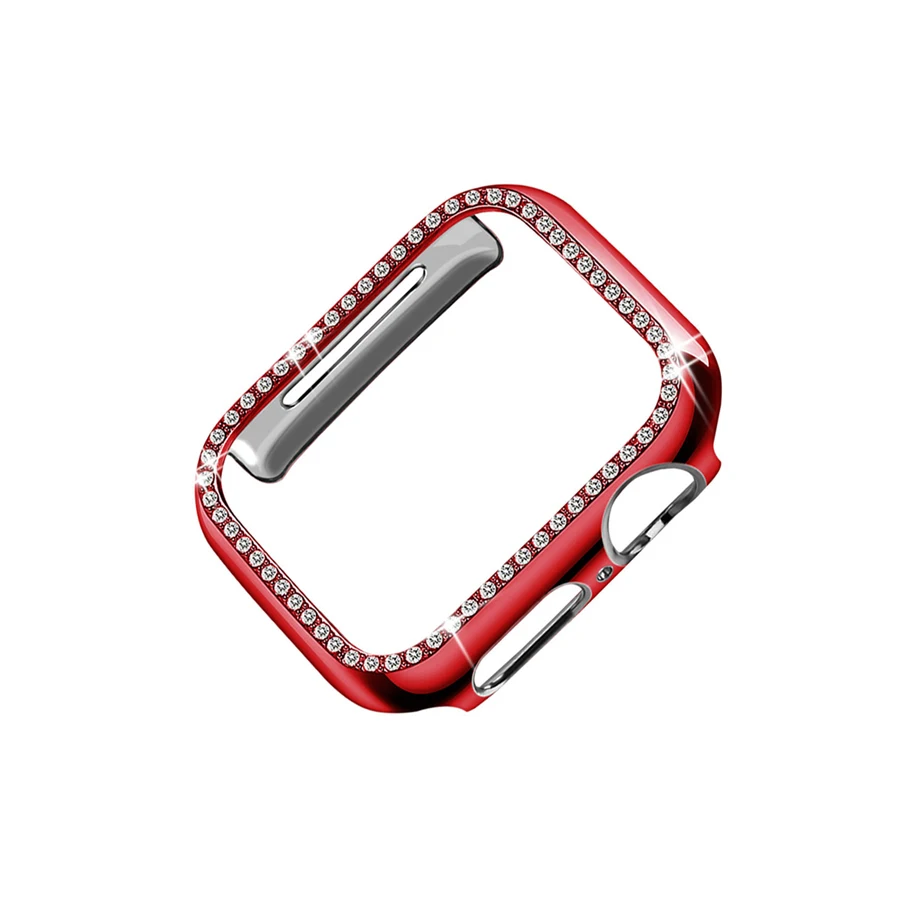 Red Чехол Защитная крышка для Apple Watch 38 мм 44 мм Алмазный ПК позолоченный корпус часов для наручных часов iWatch серии 4/3/2/1 40 мм 42 мм - Цвет: Red