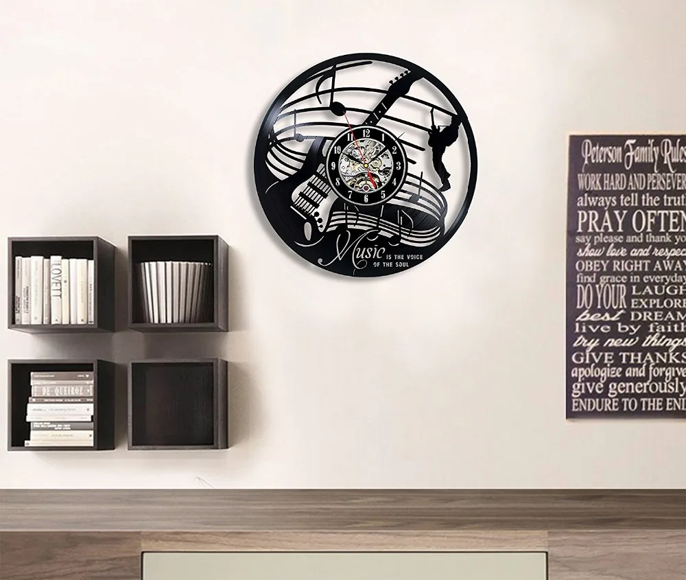 часы на стену Reloj саат Гитара Музыкальный Инструмент Искусства Подарок Круг