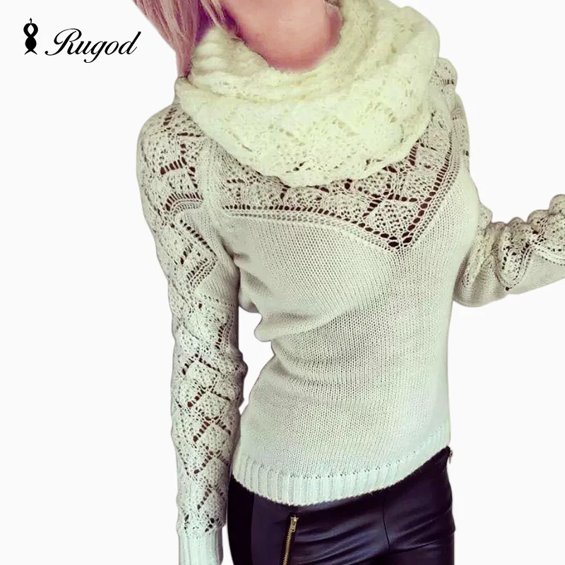 Женский классический теплый свитер RUGOD мягкий пуловер с золотыми пуговицами и